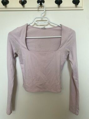 Garage Dusty Pink Square Neck Long Sleeve Top